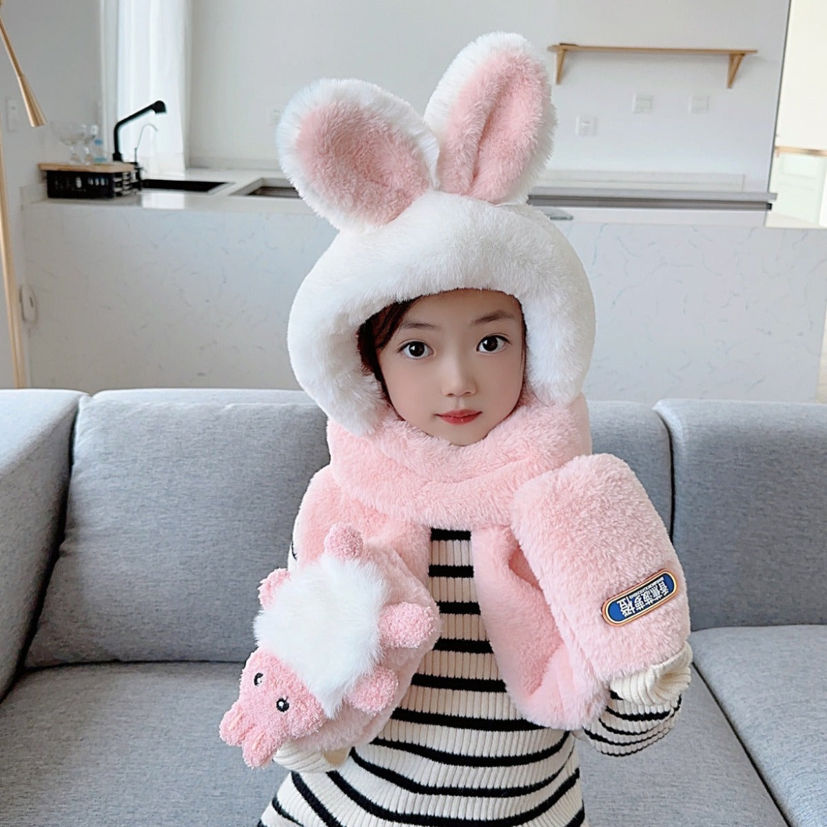 Children's Hat Scarf Gloves One-piece Hat | Yazijico™ 