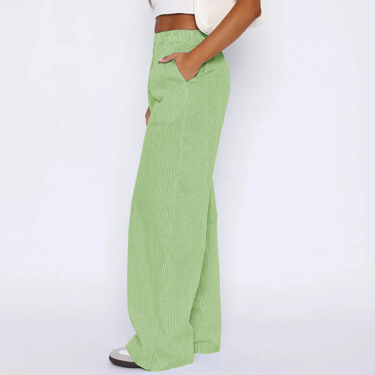 Striped Trousers With Pockets Ins Fashion Casual | Yazijico™