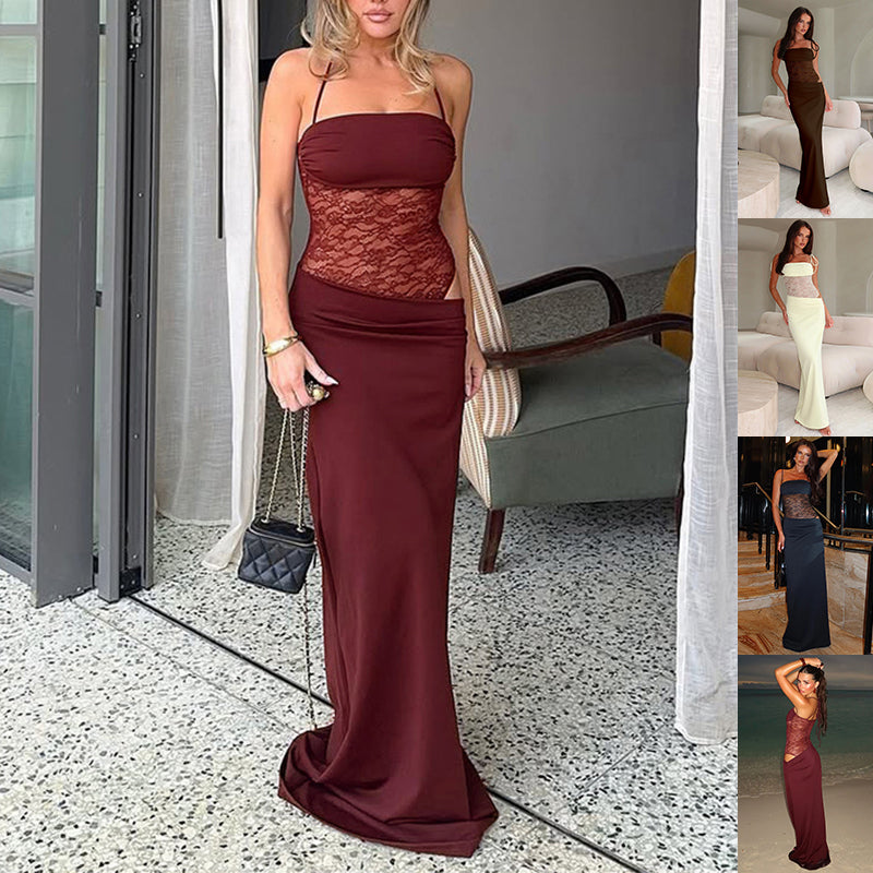 Lace Suspender Dress Fashion Sexy Lace Long Dresses Party Evening Club Beach Clothing For Women