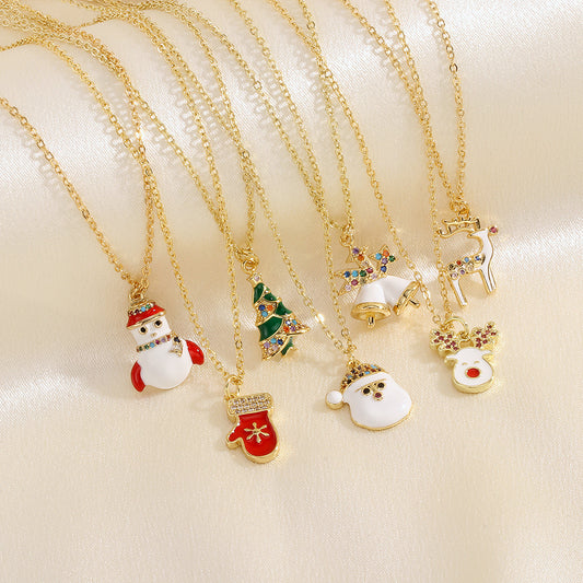 Christmas Tree Santa Claus Necklace Women Jewelry | Yazijico™