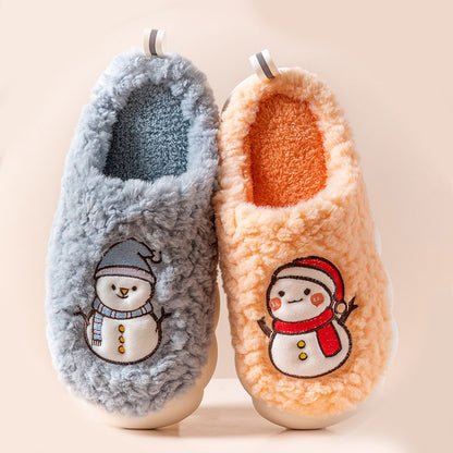 Cute Snowman Slippers Winter Indoor Plush  | Yazijico™ 