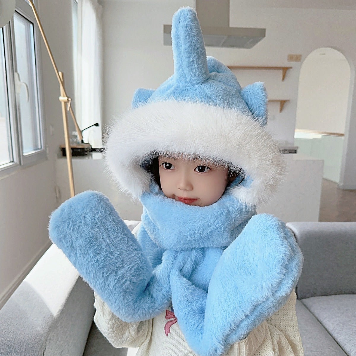 Children's Hat Scarf Gloves One-piece Hat | Yazijico™