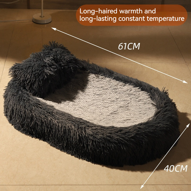 Long Wool Oval Plus Quilt Pets Bed | Yazijico™ 