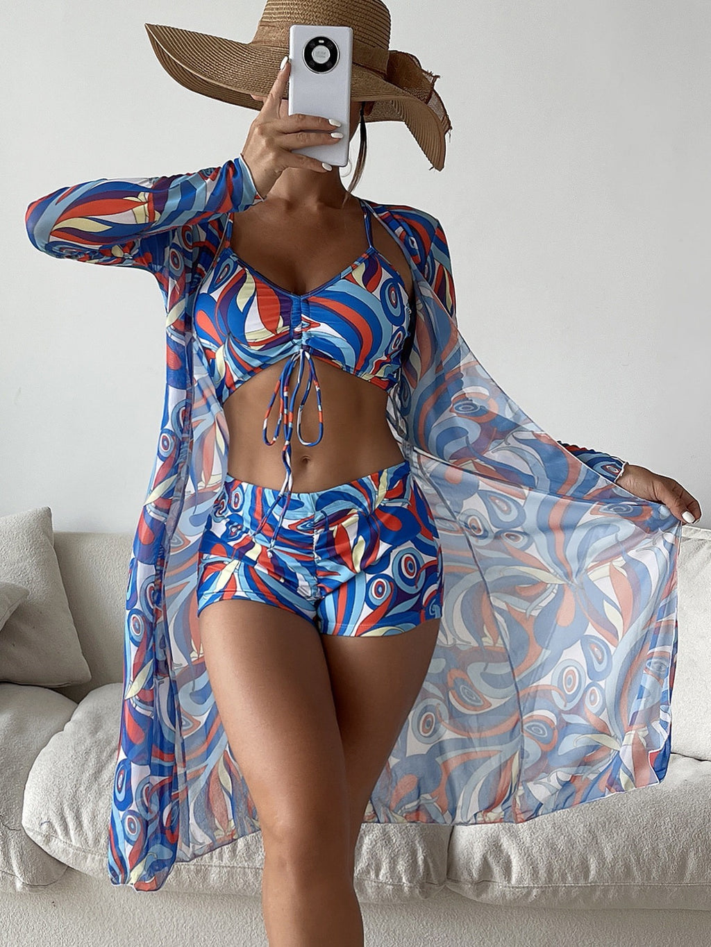 Swimsuit Bikini With Long Sleeve Cardigan  Yazijico™