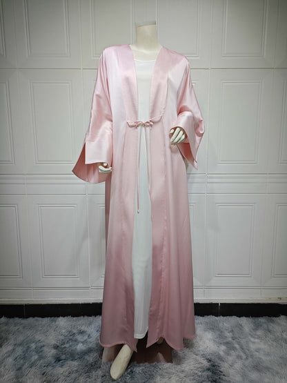Robe musulmane du Moyen-Orient en satin doux et tendance | Yazijico™