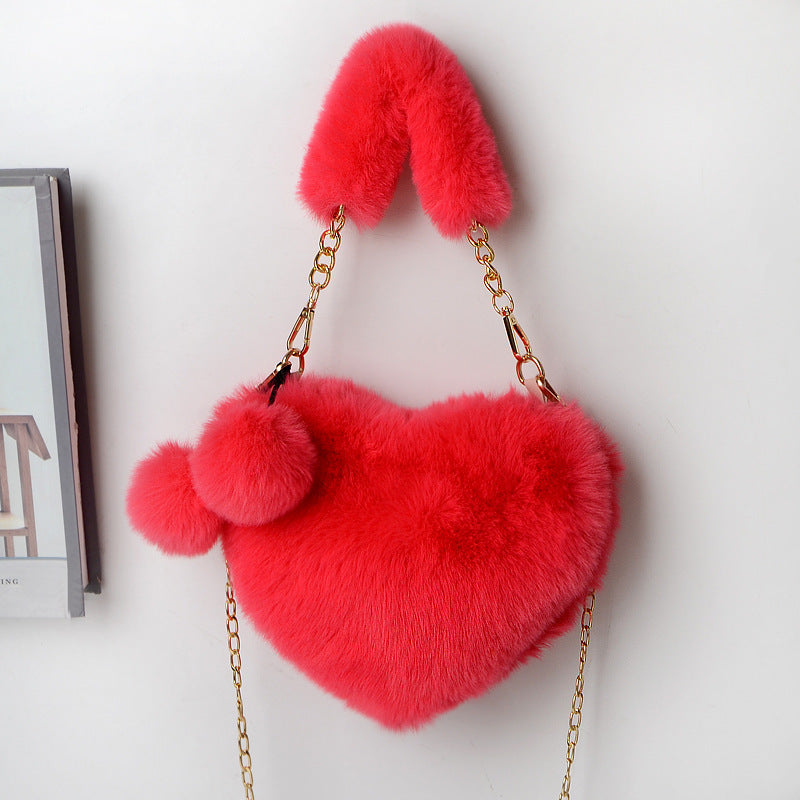 Love Bags Soft Plush Handbags Women Party Bag  Yazijico™ 