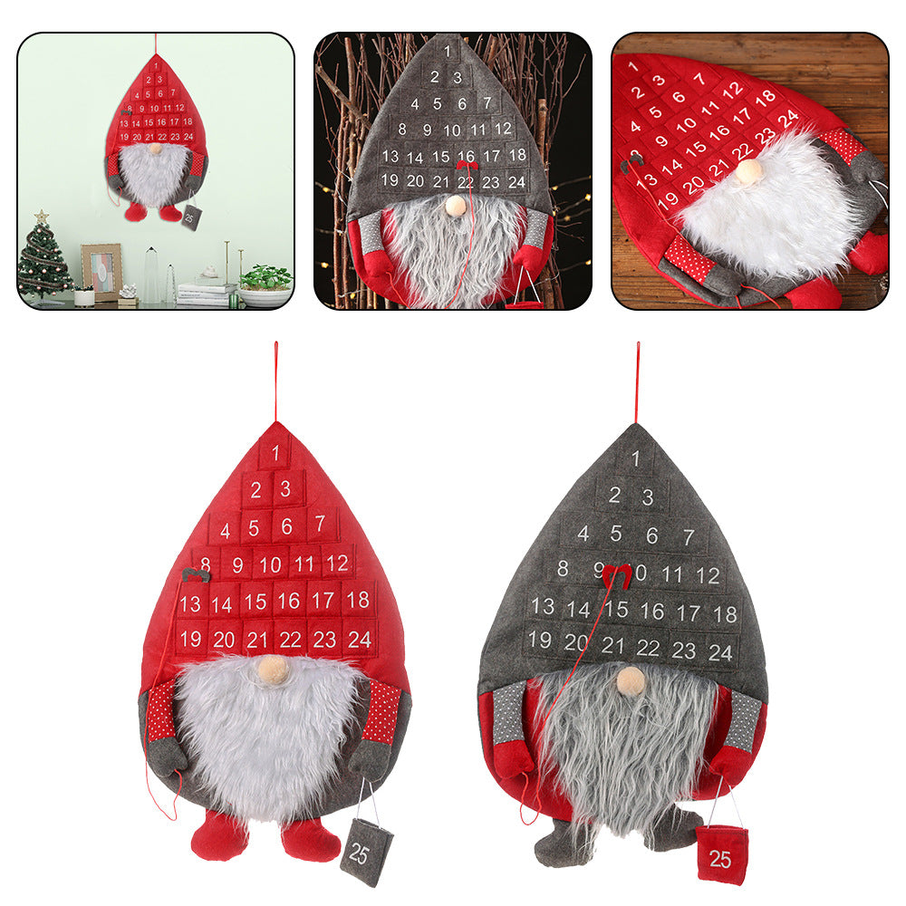 Christmas Advent Calendar Santa Claus Faceless Doll Hanging Christmas 