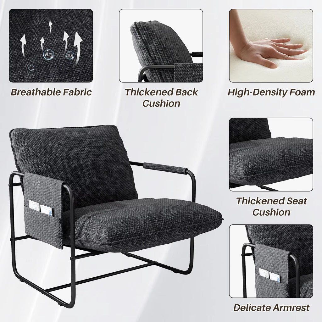 Nordic Style Iron Frame Armchair Reclining | Yazijico™ 