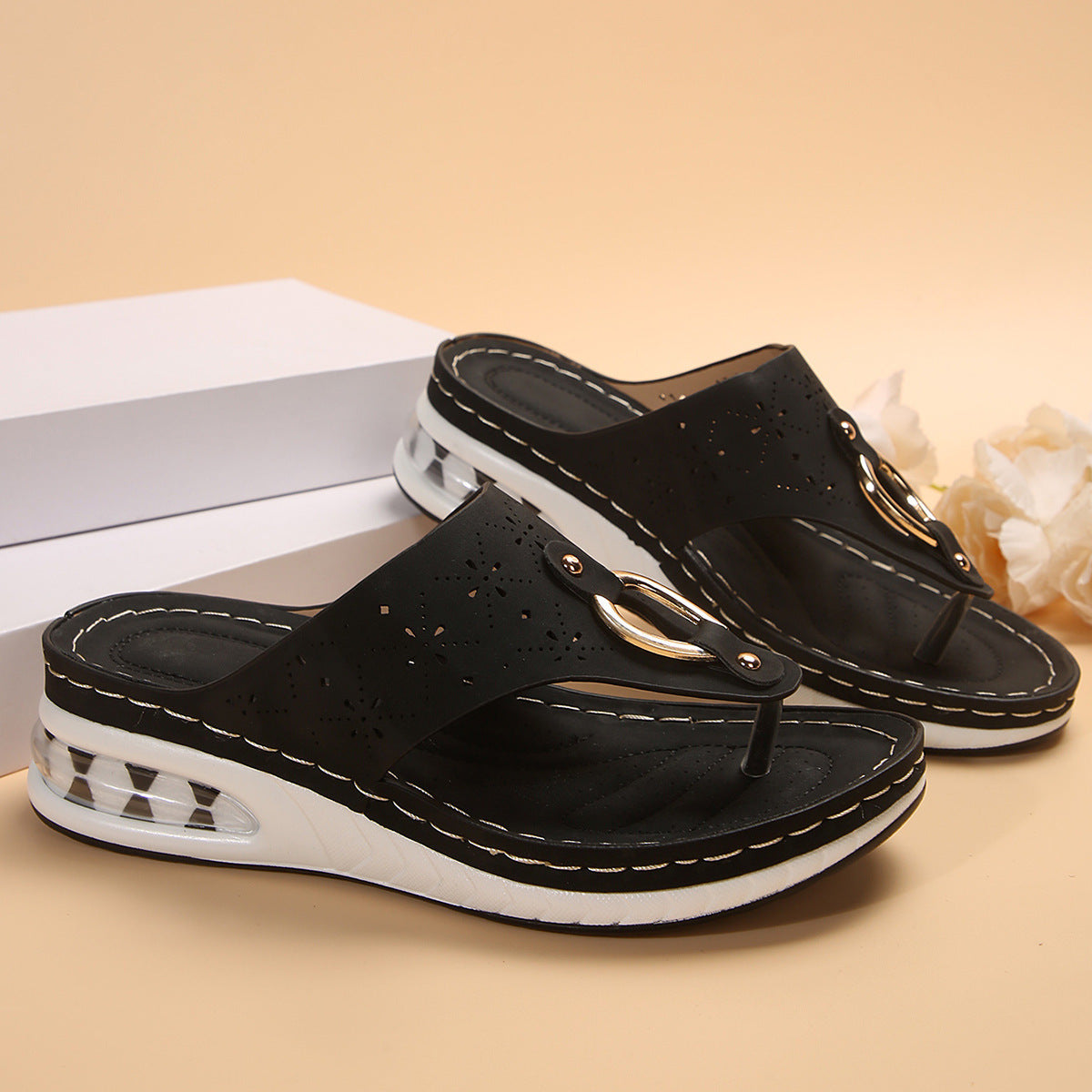 Air Cushion Thong Sandals  Flip Flops Hollow 