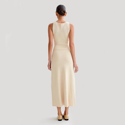 Knitted Sleeveless Dress With Single Breast  Yazijico™ 