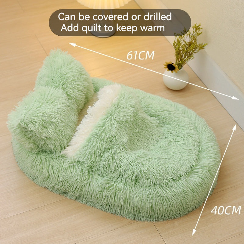 Long Wool Oval Plus Quilt Pets Bed | Yazijico™ 