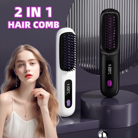 Straight Hair 2 In 1 Comb Wireless Hair Straightener  | Yazijico™ 