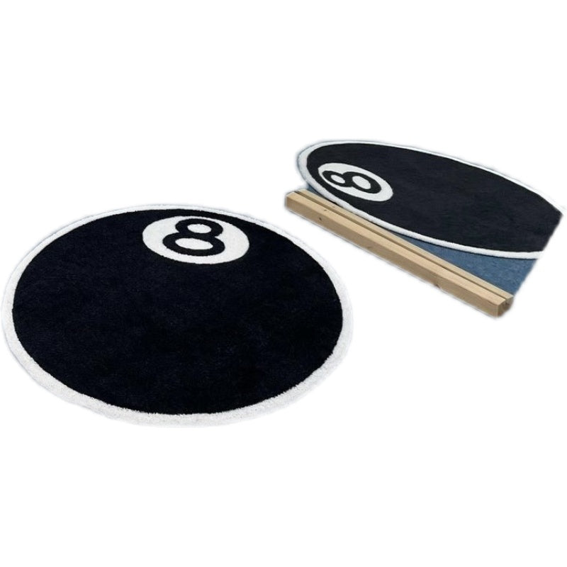 Yazijico™ Black 8 Billiard Floor Mat Retro Hip Hop Bedroom Rug - Yazijico™ 