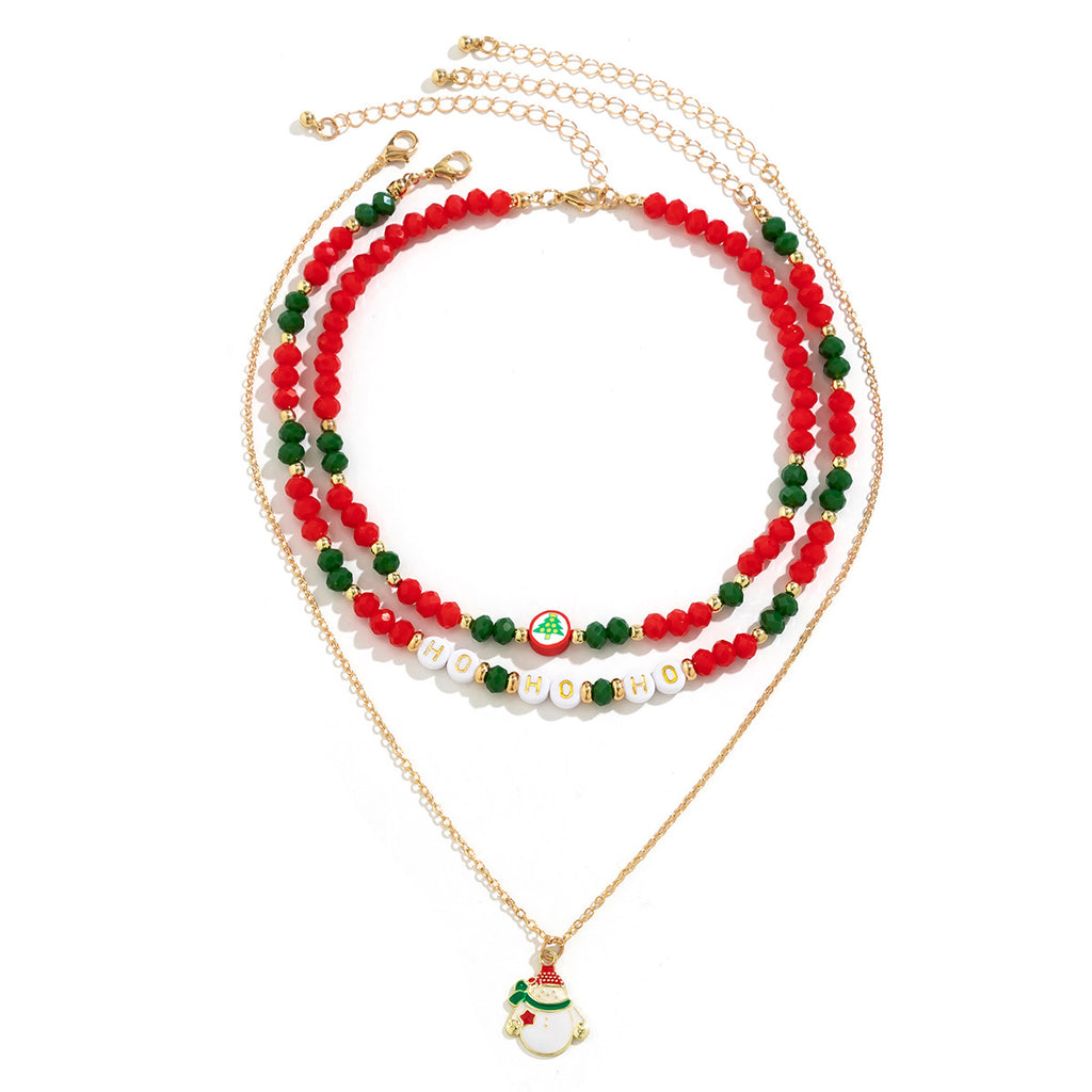 Beaded Women's Necklace Christmas Snowman | Yazijico™ 