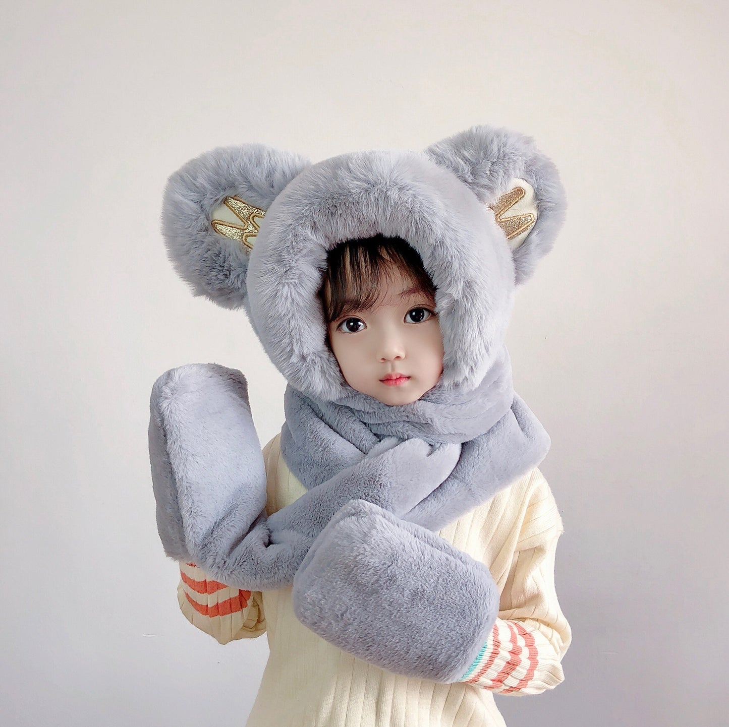 Children's Hat Scarf Gloves One-piece Hat | Yazijico™