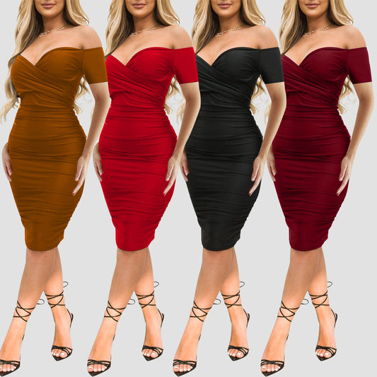 Women's  Off-shoulder Short Sleeve Dress | Yazijico™ 
