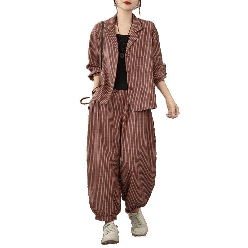 New Retro Cardigan Coat Trousers Suit For Women