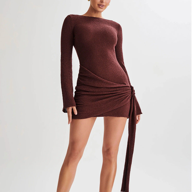 Fashion Slim Long-sleeved Dress Hip-hugging  Backless  Yazijico™ 