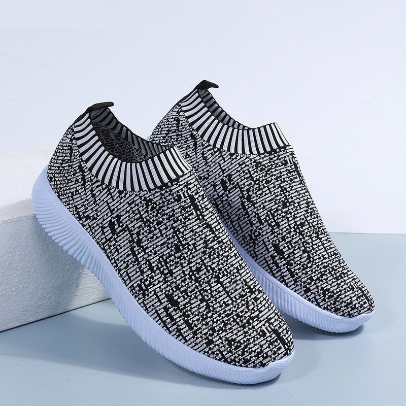 Sneakers Stripe Knit Sock Shoes Flats  Yazijico™ 