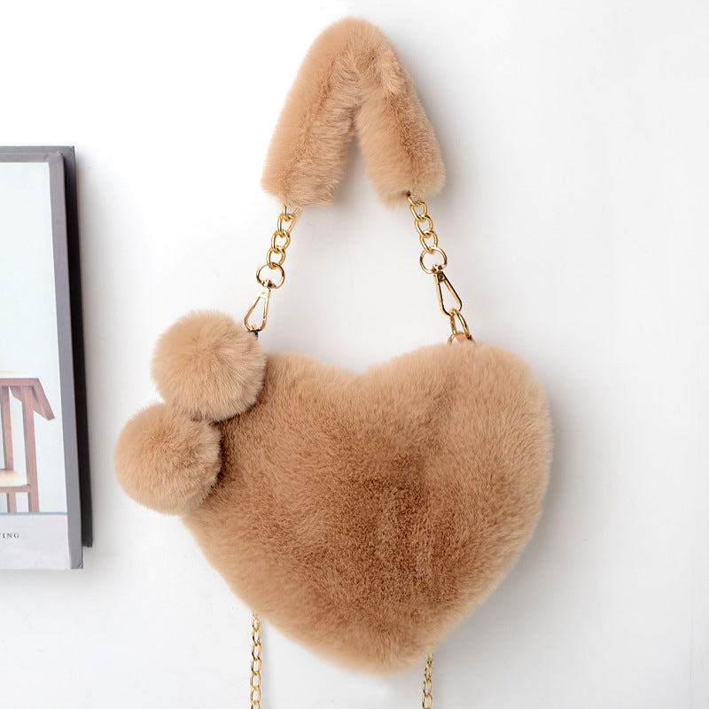Love Bags Soft Plush Handbags Women Party Bag  Yazijico™ 