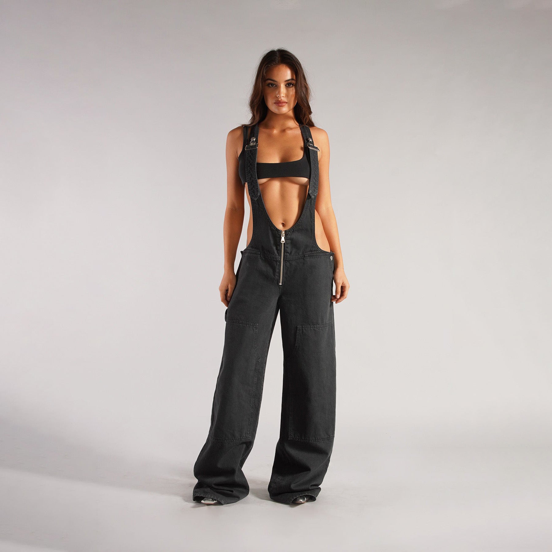 Zipper Denim Overalls Jumpsuit Streetwear | Yazijico™