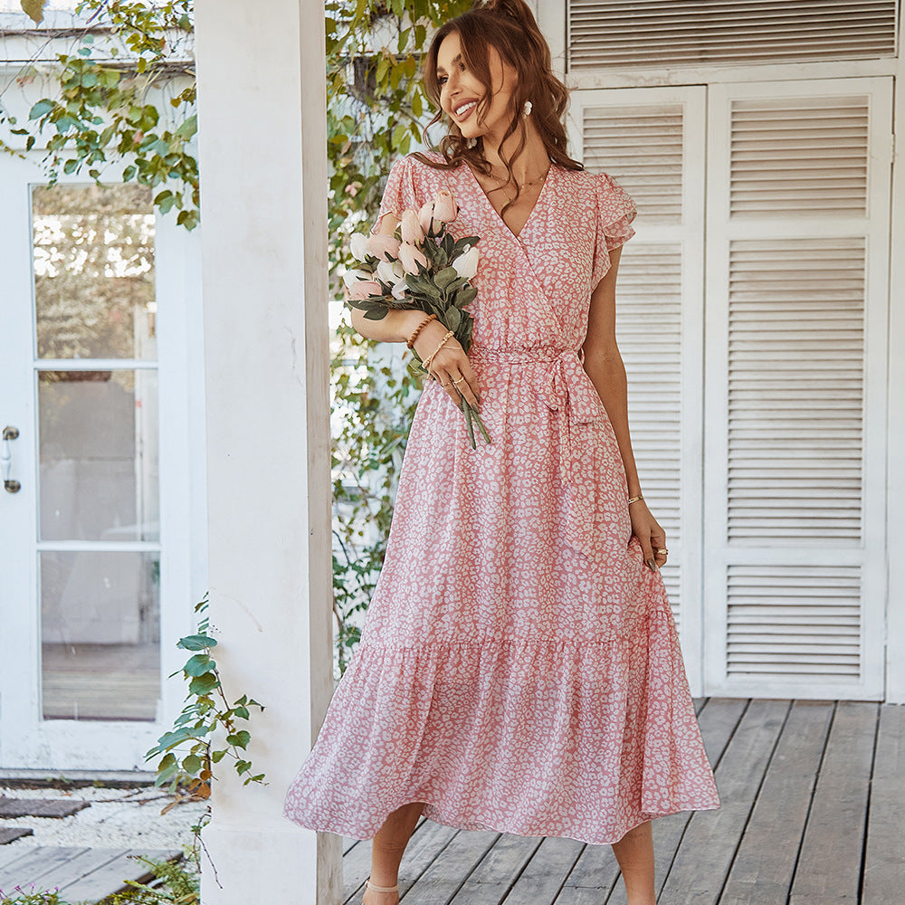 Summer Dresses Ruffle Cap Sleeve V Neck  Yazijico™