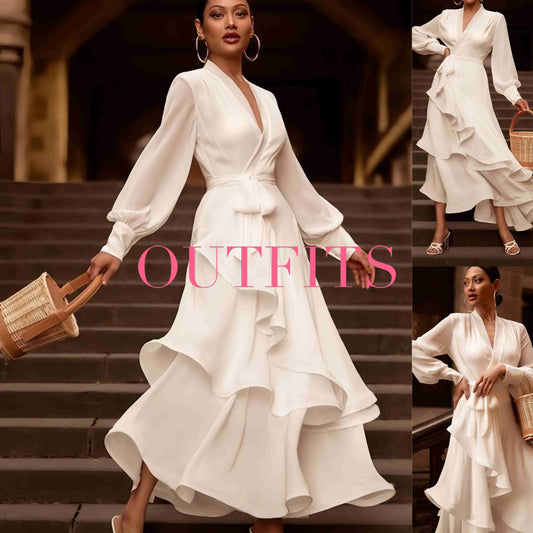 Prom Dress Long Sleeve Ruffles Long | Yazijico™ 