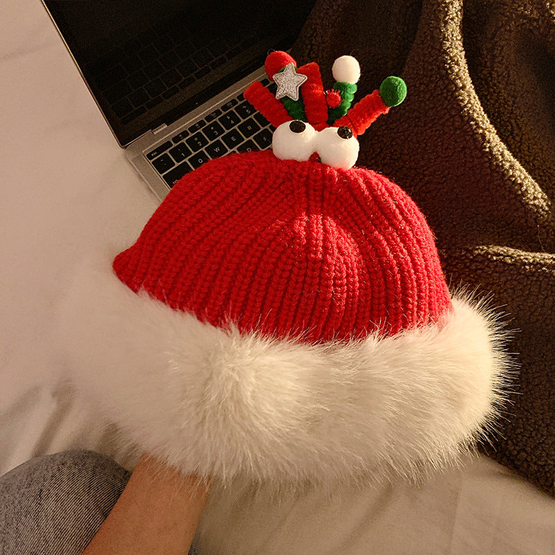 Christmas Antlers Plush Bonnet Children | Yazijico™ 