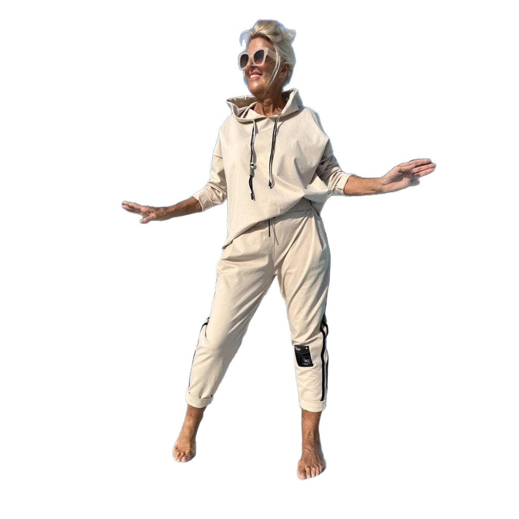 Round Neck Long Sleeve Braiding Stitching Trousers Suit