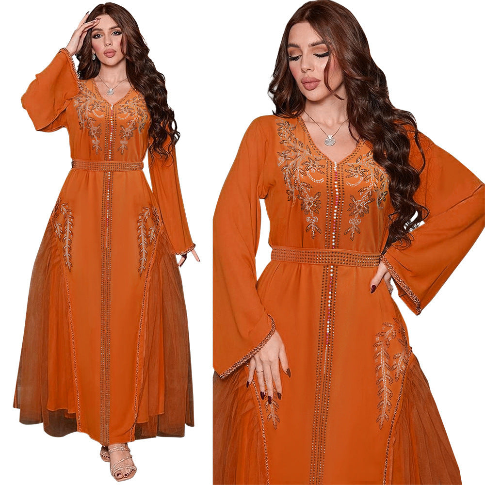 Robe perlée à diamants du Moyen-Orient pour femme | Yazijico™