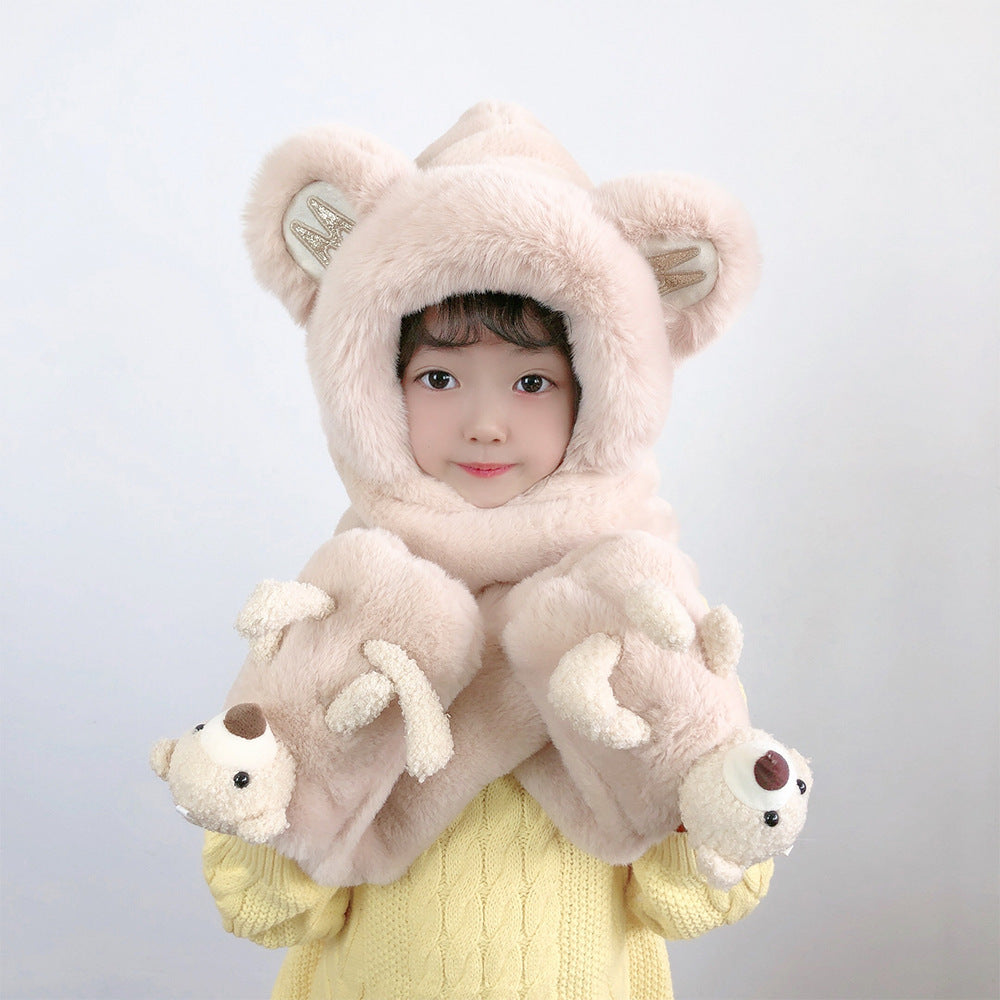 Children's Hat Scarf Gloves One-piece Hat | Yazijico™