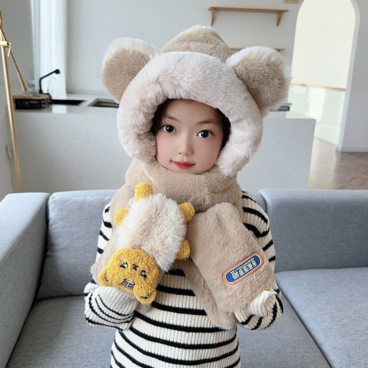 Children's Hat Scarf Gloves One-piece Hat | Yazijico™ 