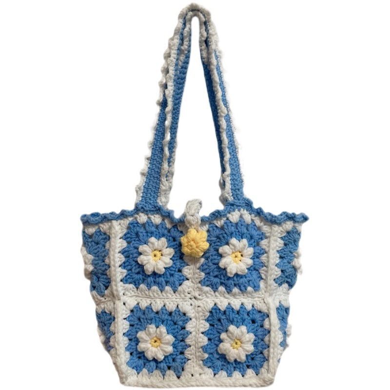 Hand Made Women's Bag Chrysanthemum Yarn Crochet | Yazijico™ 