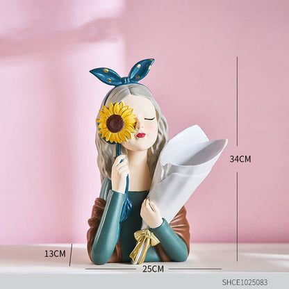 Yazijico™ home decor girl figurine resin sculpture abstract