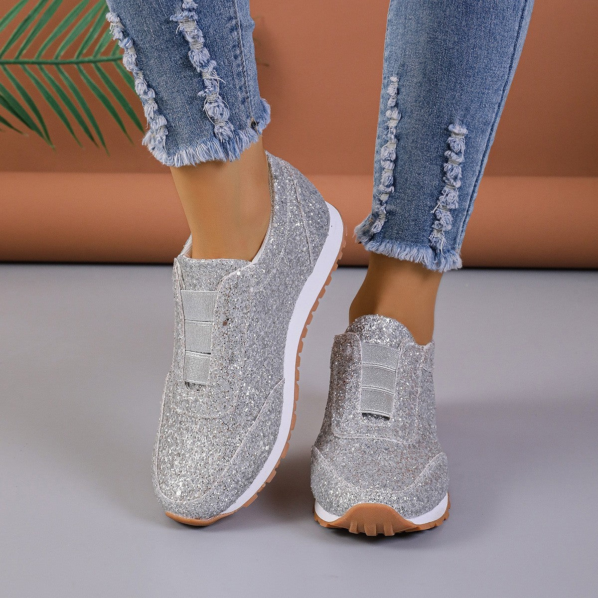 Gold Sliver Sequined Flats Shoes Women  Yazijico™ 