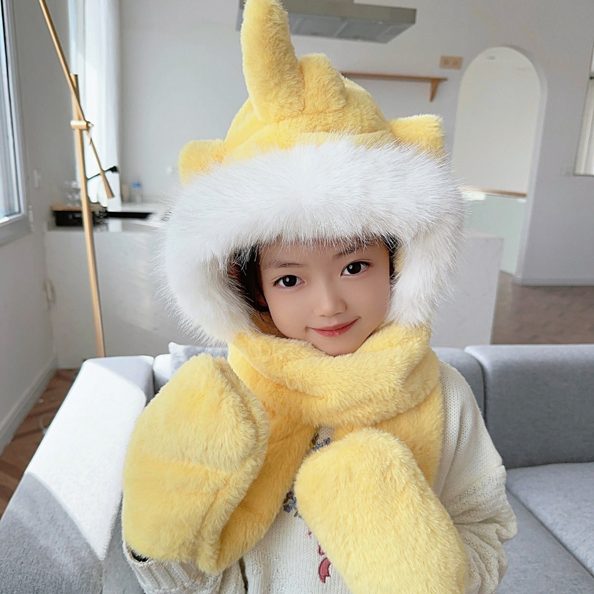 Children's Hat Scarf Gloves One-piece Hat | Yazijico™