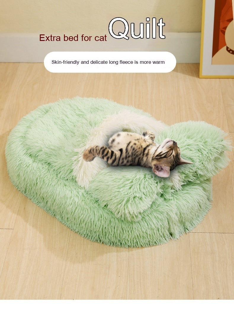 Long Wool Oval Plus Quilt Pets Bed | Yazijico™ 