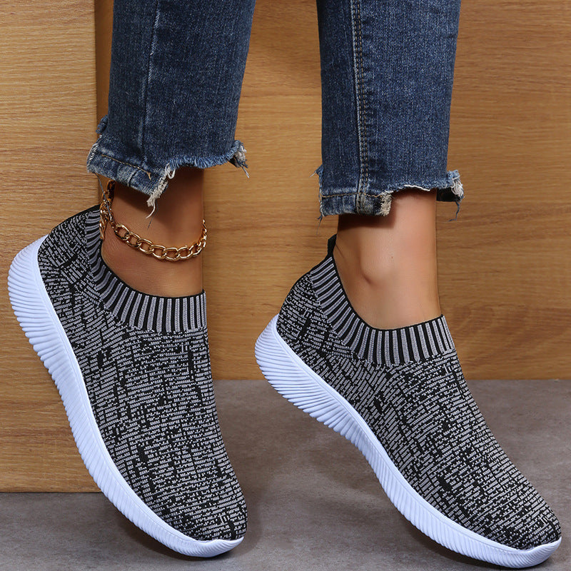 Sneakers Stripe Knit Sock Shoes Flats  Yazijico™ 