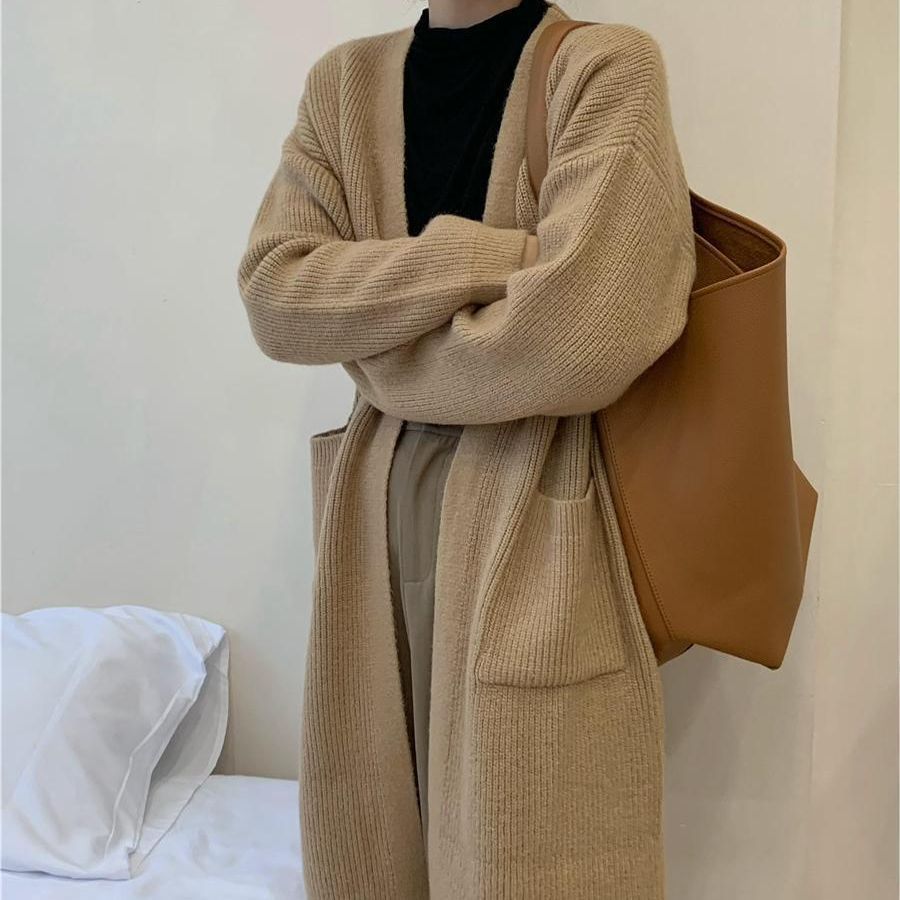 Autumn And Winter Korean Style Lazy Wind Coat Long Sweater Coat