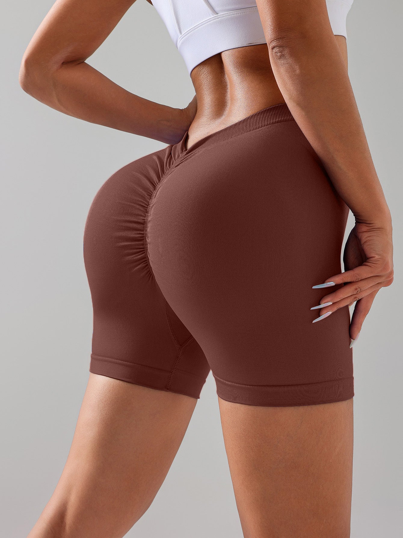 Female V-shape Waist Tight High-rise Shorts | Yazijico™