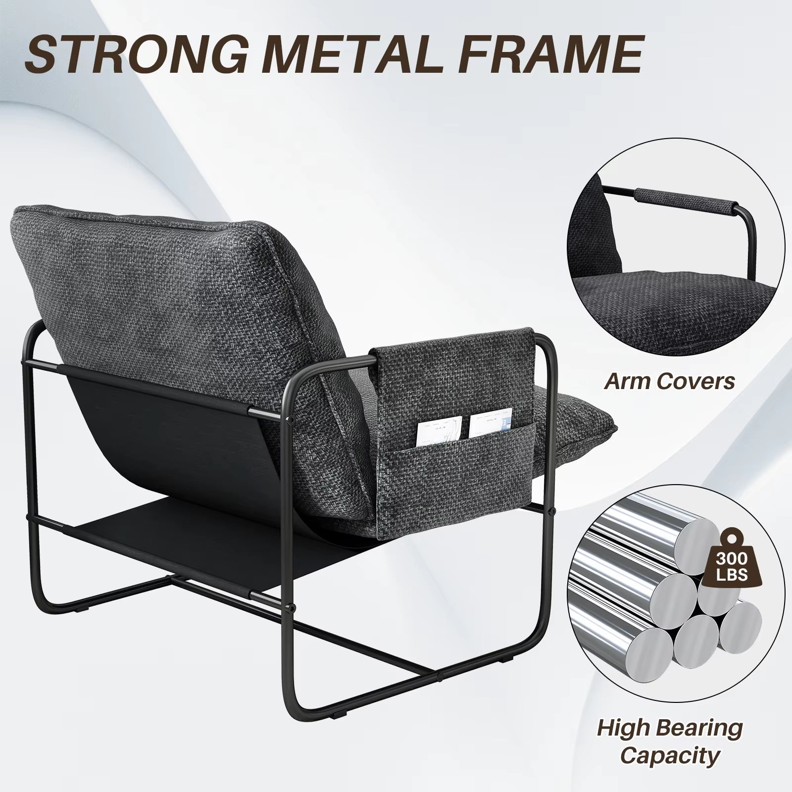 Nordic Style Iron Frame Armchair Reclining | Yazijico™ 