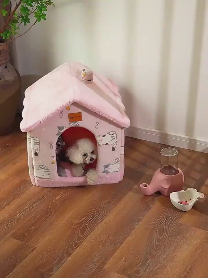 Foldable Dog House Pet Cat Bed Winter Villa_