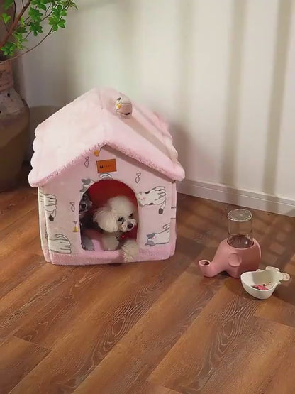 Foldable Dog House Pet Cat Bed Winter Villa_