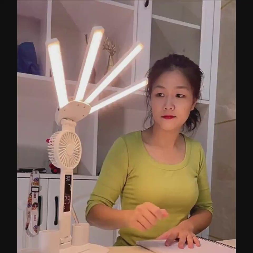 Multifunction Table Lamp LED With Fan Clock 