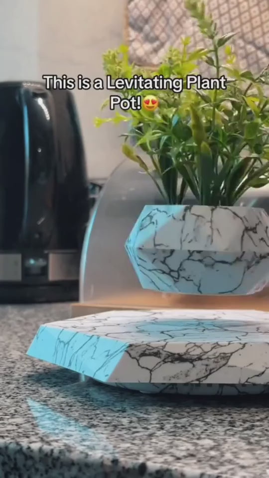 Levitating Plant Pot Marble Floating Planter Magnetic