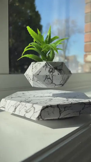Levitating Plant Pot Marble Floating Planter Magnetic