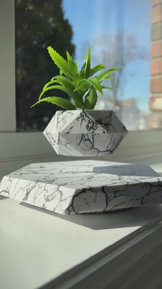 Levitating Plant Pot Marble Floating Planter Magnetic